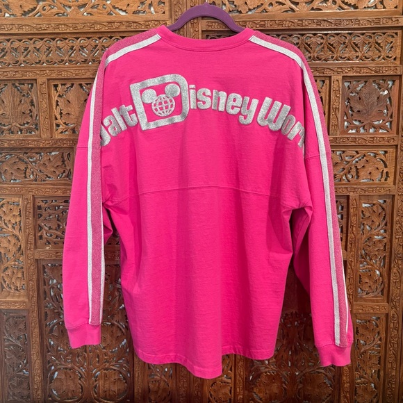 Spirit Jersey Disney World Disney Parks Bright Pink Silver Accents Womens Large - Picture 1 of 10